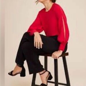 Maurices red Fallon blouse open sleeve keyhole back size XS